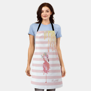 Pink Flamingos,Flower,Glitter Drips,Stripes  Apron