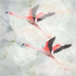 Pink Flamingos Flying Marble Sky