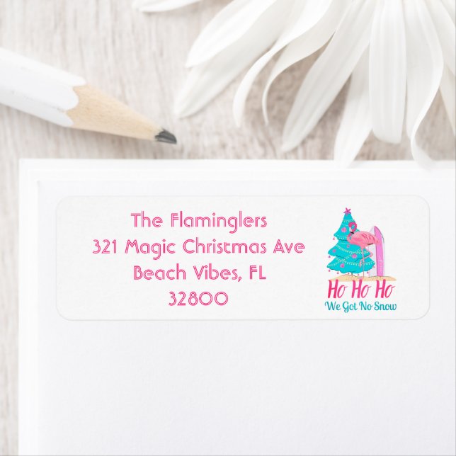 Pink Flamingos Funny Tropical Beach Christmas (Insitu)