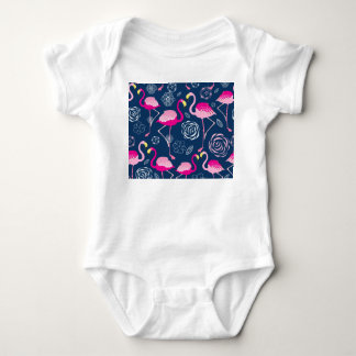 Pink Flamingos: Graphic Dark Pattern Baby Bodysuit
