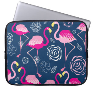 Pink Flamingos: Graphic Dark Pattern Laptop Sleeve