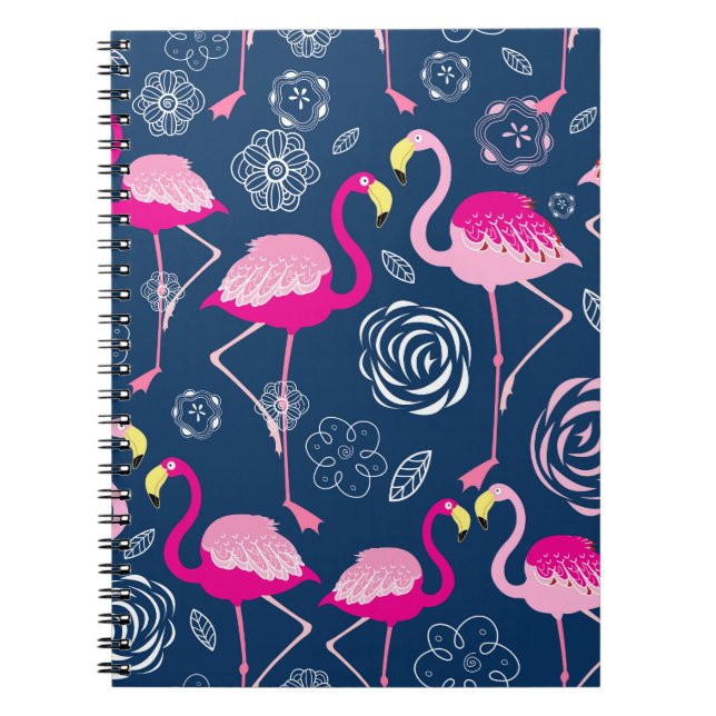 Pink Flamingos: Graphic Dark Pattern Notebook (Front)
