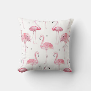 Pink Flamingos Grey Polka Dots Chic Minimal Custom Cushion