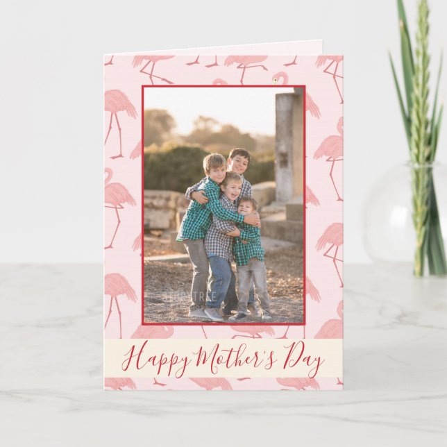 Pink Flamingos Happy Mother's Day Photo Card (Front)
