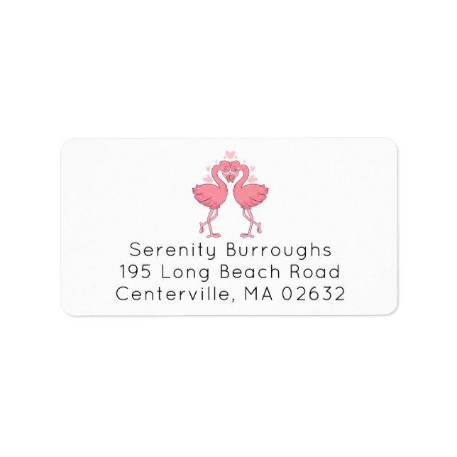Pink Flamingos Hawaiian Tropical Beach Wedding Label (Front)