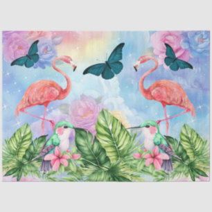 Pink Flamingos Hummingbirds & Butterflies Tissue Paper