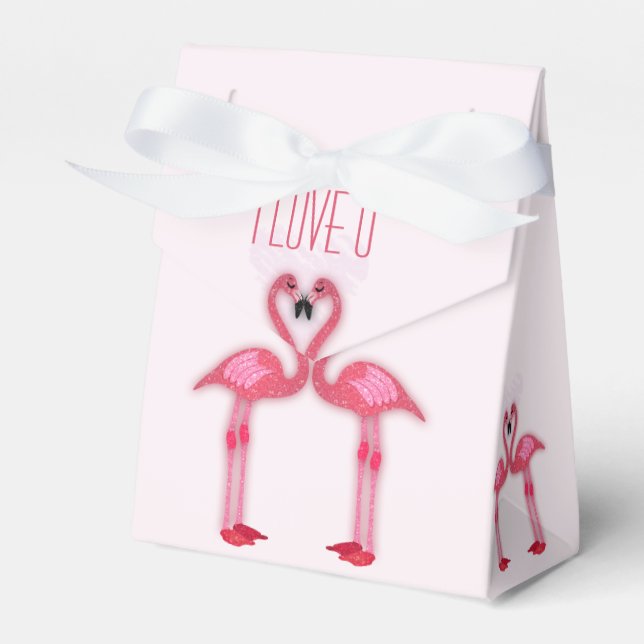 pink flamingos - I love u - favour box (Front Side)