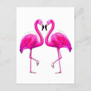 Pink Flamingos In Love Postcard