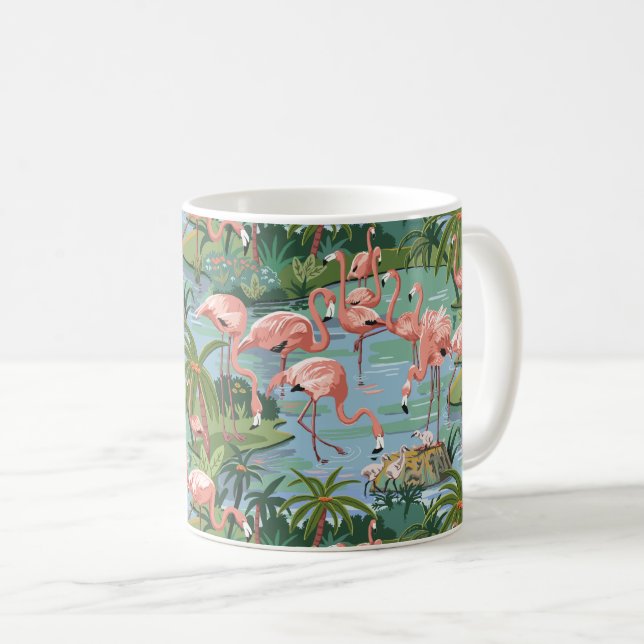 Pink Flamingos Lagoon Coffee Mug (Front Right)