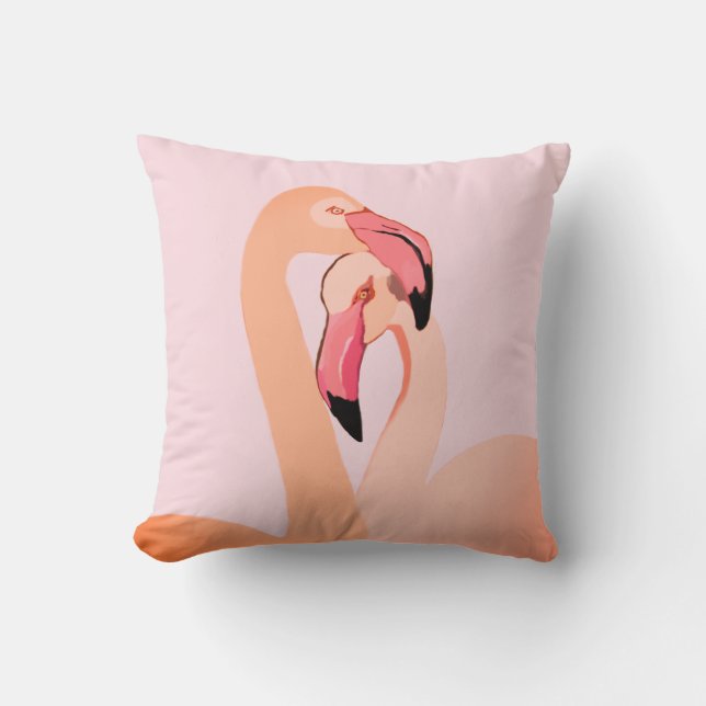 Pink Flamingos Love Throw Cushion , Flamingo (Front)