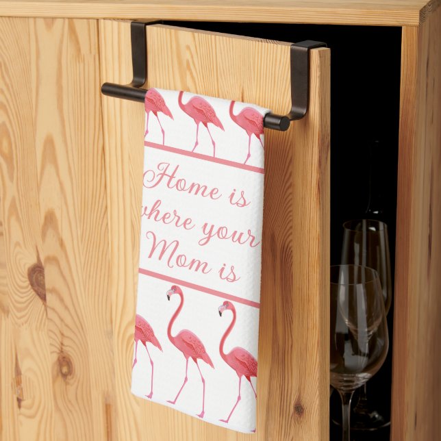 Pink flamingos love you Mum kitchen towel (Thirds Fold)