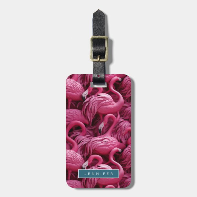 Pink Flamingos Luggage Tags (Front Vertical)