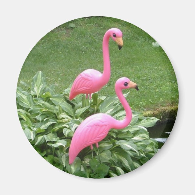 PINK FLAMINGOS magnet (round) (Front)