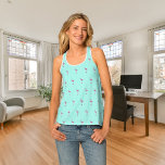 Pink flamingos mint green tank top<br><div class="desc">Mint green background decorated with a pink flamingo pattern.</div>