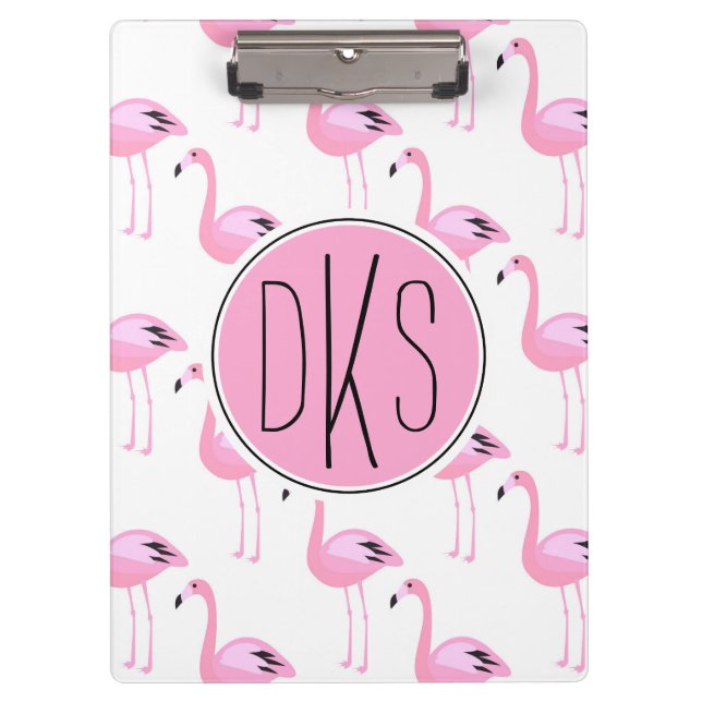 Pink Flamingos | Monogram Clipboard (Front)