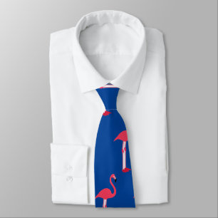 Pink Flamingos Neck Tie in Blue - HAMbWG