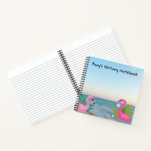 Pink Flamingos Ocean Centred Illustration Notebook