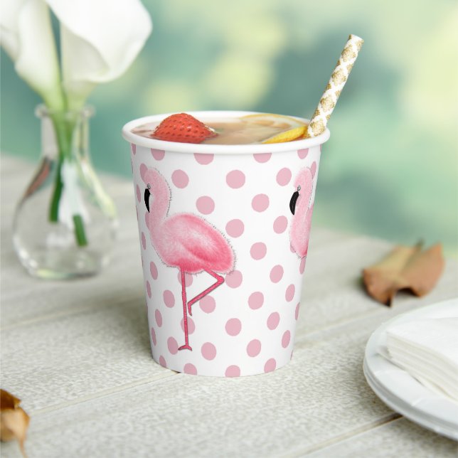 Pink Flamingos on Polka Dots Paper Cups (Insitu)