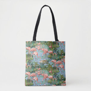 Pink Flamingos Paint by Number Tote Bag