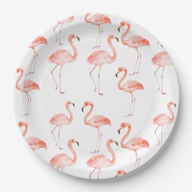 Pink Flamingos Paper Plate (Front)