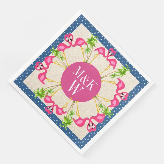 Pink Flamingos Party Goods Napkins (Corner)