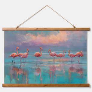 Pink Flamingos Pastel Sunset Water Wall Art