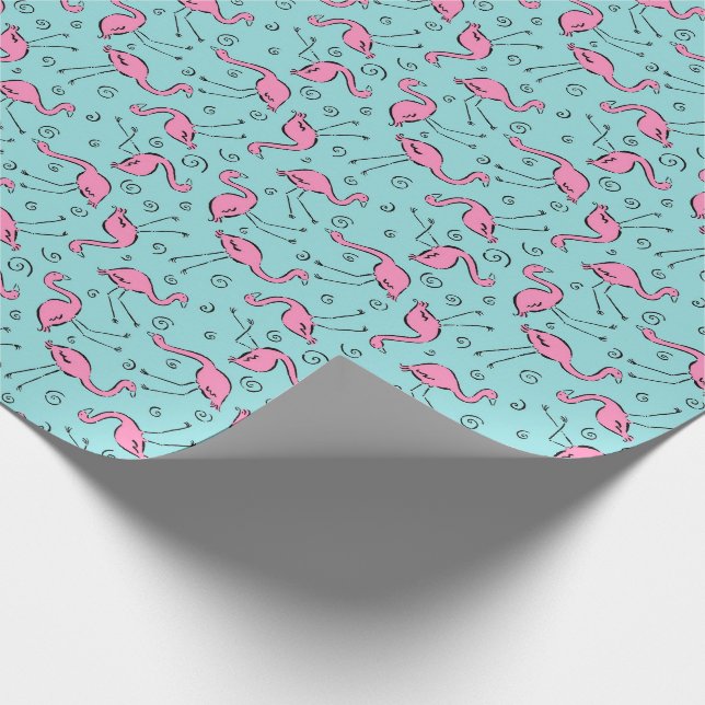 Pink Flamingos Pattern Wrapping Paper (Corner)