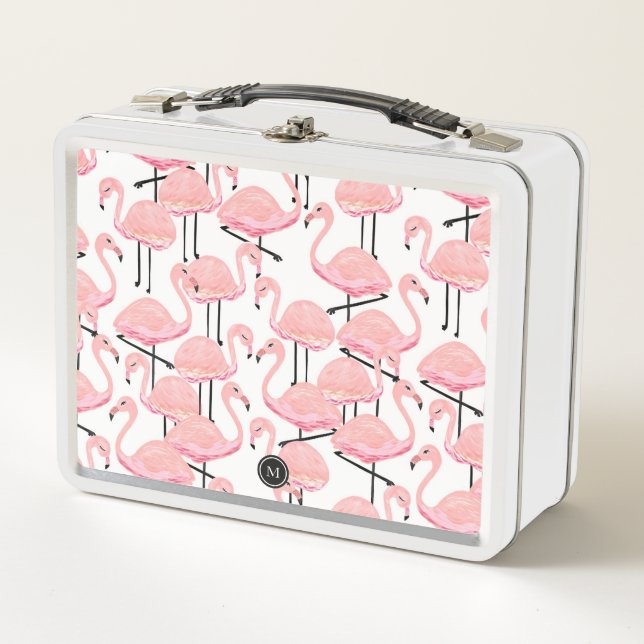 Pink Flamingos Personalised Metal Lunch Box (Front)