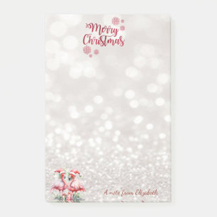Pink Flamingos Santa Hat Presents Post-it Notes