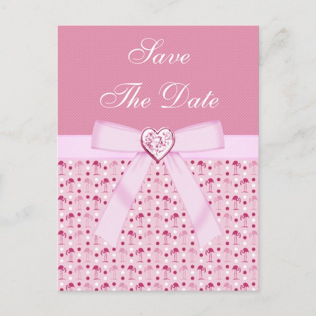 Pink Flamingos Save The Date Wedding Announcement Postcard (Front)
