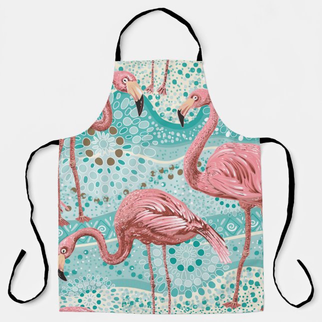 Pink flamingos seamless pattern apron (Front)