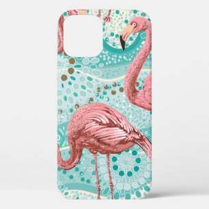 Pink flamingos seamless pattern iPhone 12 case