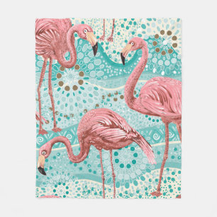 Pink flamingos seamless pattern fleece blanket