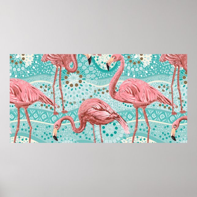 Pink flamingos seamless pattern poster (Front)