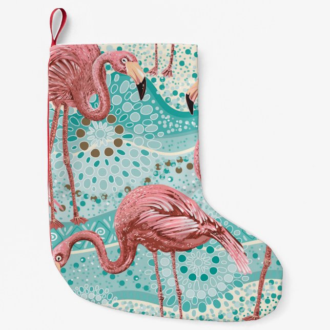 Pink flamingos seamless pattern small christmas stocking (Front)