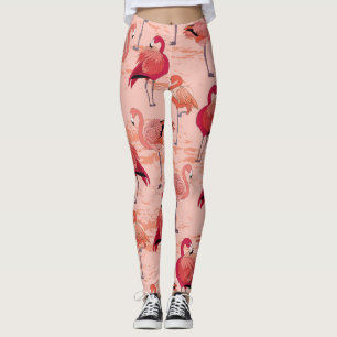 Pink Flamingos: Seamless Tropical Pattern Leggings