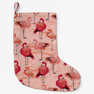 Pink Flamingos: Seamless Tropical Pattern Small Christmas Stocking