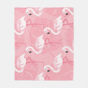 Pink flamingos: seamless vintage illustration. fleece blanket