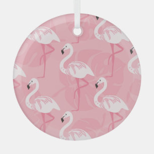 Pink flamingos: seamless vintage illustration. glass tree decoration