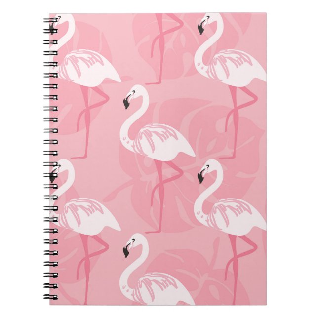 Pink flamingos: seamless vintage illustration. notebook (Front)
