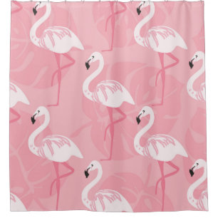 Pink flamingos: seamless vintage illustration. shower curtain