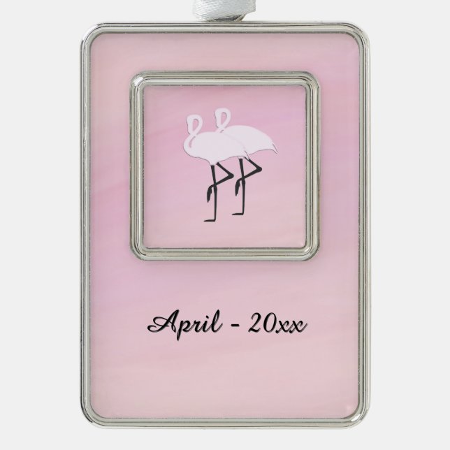 Pink Flamingos Silver Plated Framed Ornament (Front)