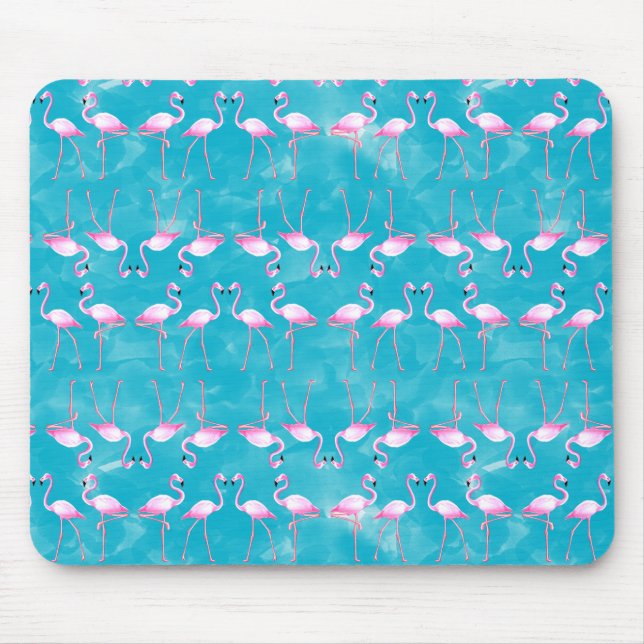 Pink Flamingos Summer Beach Mouse Mat (Front)