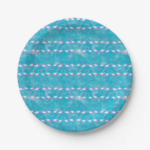 Pink Flamingos Summer Beach Paper Plate
