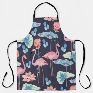 Pink flamingos surrounded by lotus flowers and pro apron