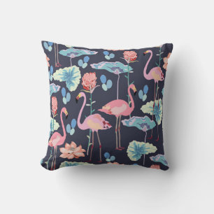 Pink flamingos surrounded by lotus flowers and pro cushion