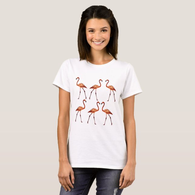 Pink Flamingos T-Shirt, White T-Shirt (Front Full)