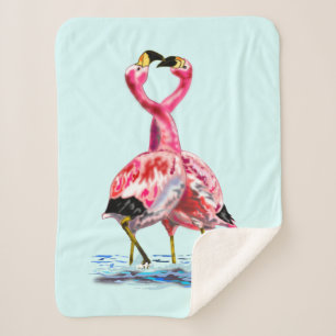 Pink Flamingos Tango Sherpa Blanket - Painting