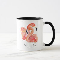 Pink Flamingos Tropical Birds with Your Name