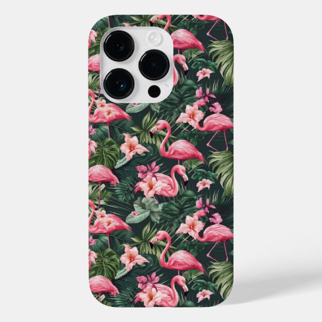 Pink Flamingos Tropical Pattern Case-Mate iPhone Case (Back)